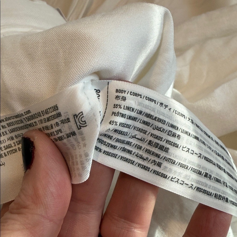 Abercrombie & Fitch Low Rise White Tailored Linen-Blend Wide Leg Pant Size 4 NWT - Picture 9 of 10
